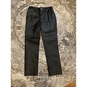 Newport News Jeanology LEATHER Pants Womens 10 Lined Biker Motorcycle Black Goth